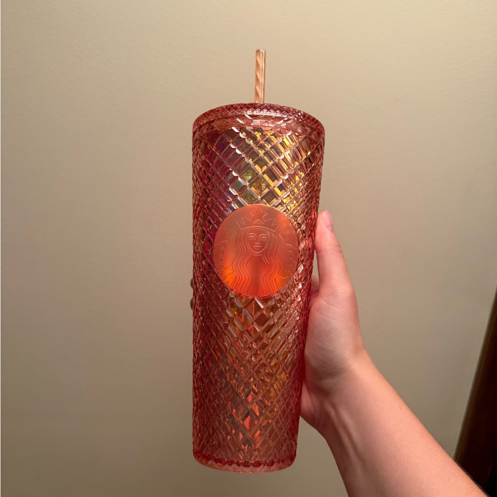 Starbucks Peach Tumbler with Straw